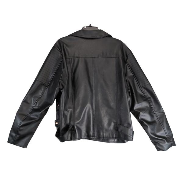 Miss London Black Label Faux Leather Jacket Women's Plus 2X Copper Zippers Biker - Picture 2 of 10